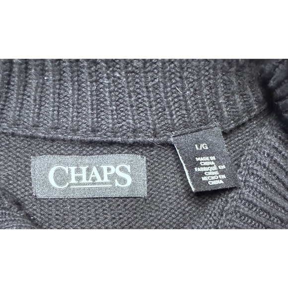 Chaps Men's Large Polar Bear Fair Isle Mock Neck Black Cotton Sweater - Picture 4 of 10